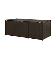 vidaXL Patio Storage Box Poly Rattan 70.9"x35.4"x27.6" Brown