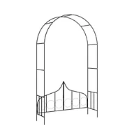 vidaXL Garden Arch with Gate Black 54.3"x15.7"x93.7" Iron
