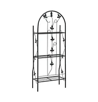 3-Layer Plant Rack Black 20.5"x11"x50.4" Iron