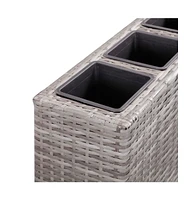 vidaXL Garden Raised Bed with 4 Pots 31.5"x8.7"x31.1" Poly Rattan Gray