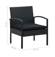 vidaXL 4 Piece Patio Lounge Set with Cushions Poly Rattan Black
