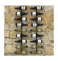 Wall-mounted Wine Racks for 18 Bottles 2 pcs Black Iron