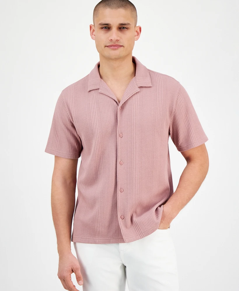 Sun + Stone Men's Waffle-Knit Button-Down Shirt, Exclusively at Macy's