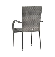Stackable Patio Chairs 6 pcs Gray Poly Rattan
