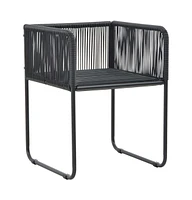 Patio Chairs 6 pcs with Pillows Poly Rattan Black