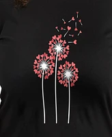 Hybrid Apparel Plus Trendy Dandelion Heart Graphic Crew Neck T-Shirt