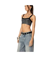 Edikted Women's Rhinestone Ribbed Crop Top