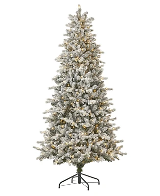 Seasonal 6ft Palmetto Pine Flocked Tree, 350 Dual Led Lights