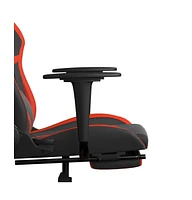 Massage Gaming Chair with Footrest Black&Red Faux Leather