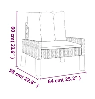vidaXL 4 Piece Patio Lounge Set with Cushions Poly Rattan and Solid Wood