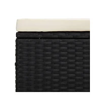 vidaXL Ottoman with Cushion Black 15.7"x11.8"x15.7" Poly Rattan
