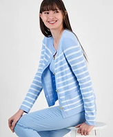 Tahari Asl Women's Striped Button-Front Cardigan