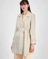 Tahari Asl Women's Satin Double-Breasted Belted Trench Jacket