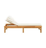 vidaXL Sun Lounger with Cream White Cushion and Pillow Solid Wood Acacia