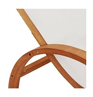 vidaXL Sun Lounger with Pillow White Textilene and Solid Wood Poplar