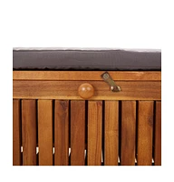 Patio Storage Bench with Cushion 35.8" Solid Wood Acacia