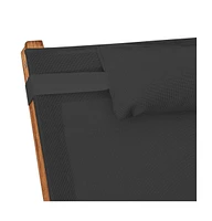 vidaXL Sun Lounger with Pillow Textilene and Solid Wood Poplar