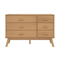 Drawer Cabinet Olden Brown Solid Wood Pine