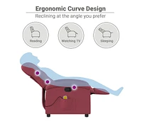 Massage Recliner Chair Wine Red Fabric