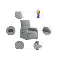 Massage Recliner Chair Light Gray Fabric