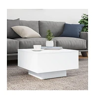 vidaXL Coffee Table with Led Lights White 21.7"x21.7"x12.2"