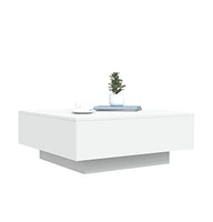 vidaXL Coffee Table with Led Lights White 31.5"x31.5"x12.2"