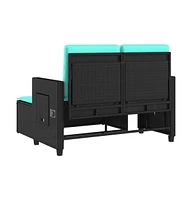 vidaXL Reclining Patio Bench with Cushions Poly Rattan