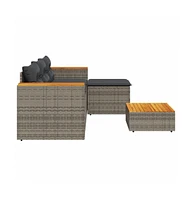 vidaXL 3 Piece Patio Sofa Set with Cushions Poly Rattan