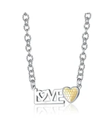 Rachel Glauber Two-Tone Love Heart Bar Pendant Layering