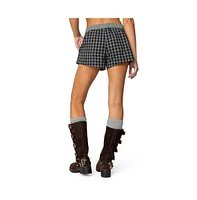 Edikted Women's Mixed Plaid Boxer Shorts