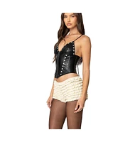 Edikted Womens Studded Faux Leather Corset