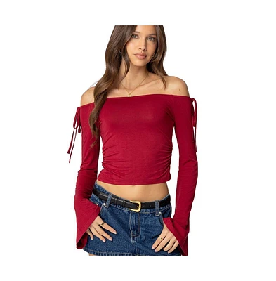 Edikted Womens Keaghan Off Shoulder Top