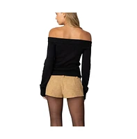 Edikted Womens Elona Off Shoulder Knit Top