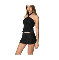 Edikted Womens Karine Pinstripe Halter Top