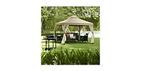 Slickblue 10 x 10 Ft Outdoor Gazebo with Polyester Canopy and Mesh Side Walls