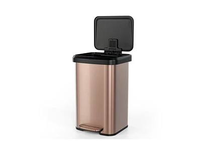 Slickblue 13-Gallon Copper Stainless Steel Step Trash Can with Soft Close Lid