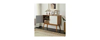 Slickblue Mid-Century Modern Console Table Storage Cabinet with Solid Wood Legs