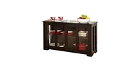 Slickblue Espresso Sideboard Buffet Dining Kitchen Cabinet with 2 Glass Sliding Doors