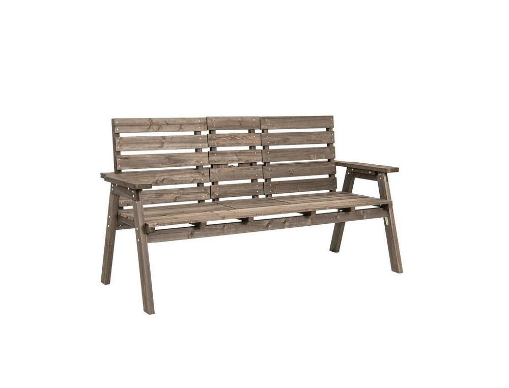 Slickblue Farmhouse Outdoor Fir Wood Patio Garden Bench with Folding Center Table