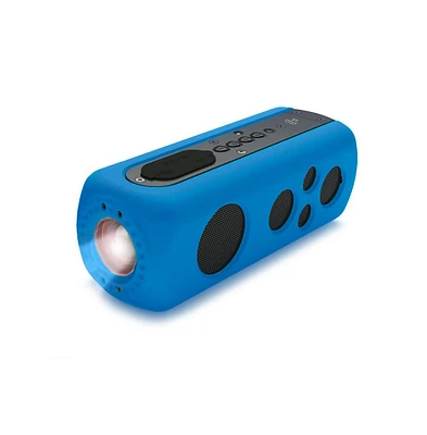 Pyle SoundBox Splash 2 Bluetooth Rugged Speaker with Led Flashlight & Hand Crank Charger (Blue)