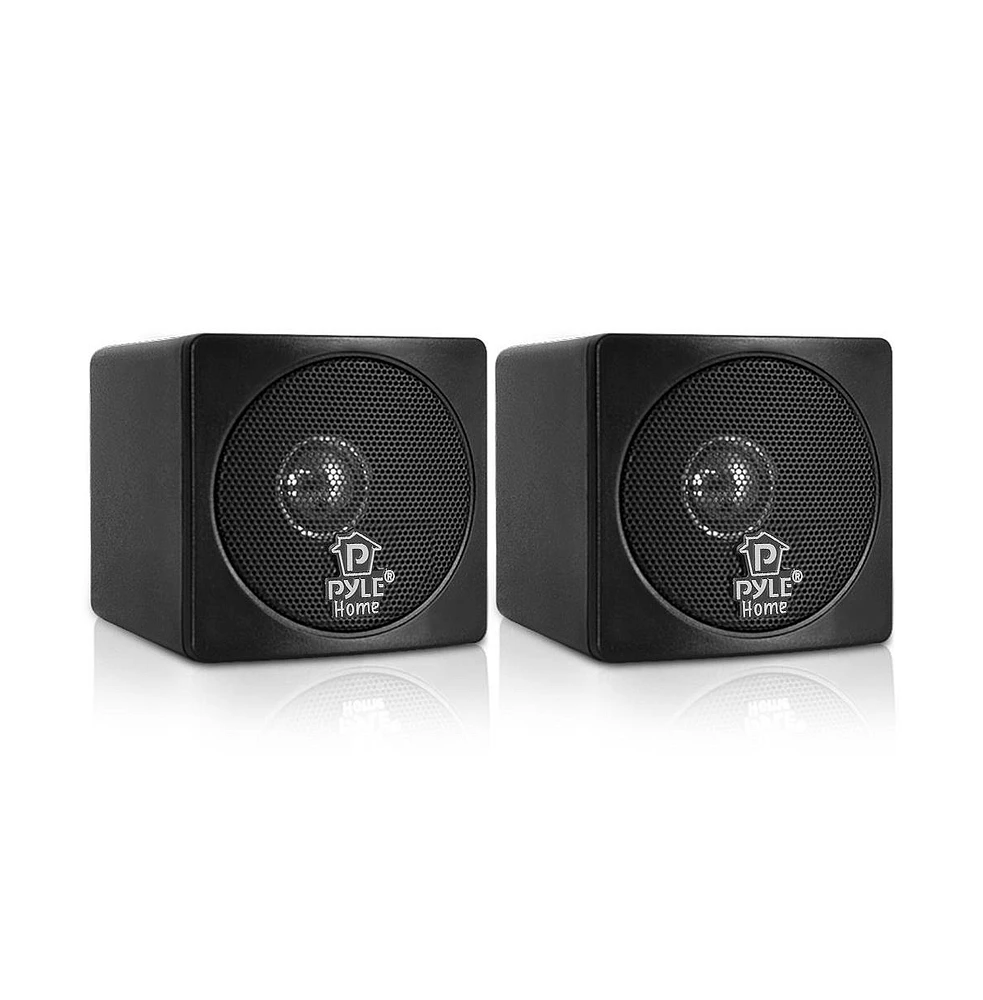 Pyle 3" Mini Cube Bookshelf Speakers, Full Range, 100W Power, Black (Pair)