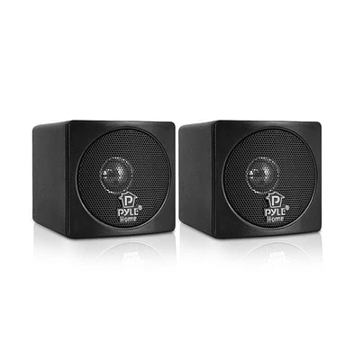 Pyle 3" Mini Cube Bookshelf Speakers, Full Range, 100W Power, Black (Pair)