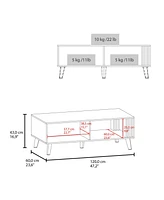Fm Furniture Govan Coffee Table with a Door, Conical Legs, and Open Storage, Wengue