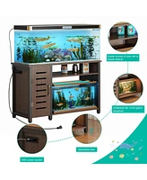 gaomon 55-75 Gallon Fish Tank Stand with Power Outlets, Heavy Duty Metal Aquarium Stand with Cabinet for Fish Tank Accessories Storage