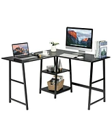 Gouun 58 Inch L-Shaped Computer Desk, Spacious Workstation with Footrest, Durable Metal Frame, Easy Assembly