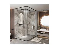 Casainc 4-Function Flush Mounted Thermostatic Shower System With Led Light and Remote Controls