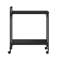 vidaXL Kitchen Trolley Black 23.8"x12.2"x28.5" Engineered Wood