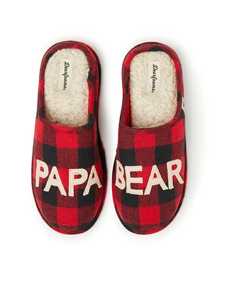 Dearfoams Men's Buffalo Check Papa Bear Dad Clog House Slipper