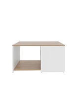 Fm Furniture Kaibito Coffee Table with Open Storage, White+ Natural Oak