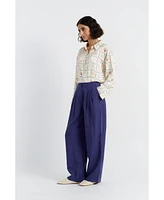 Chinti and Parker Women's & Linen Blend Wide Leg Trousers